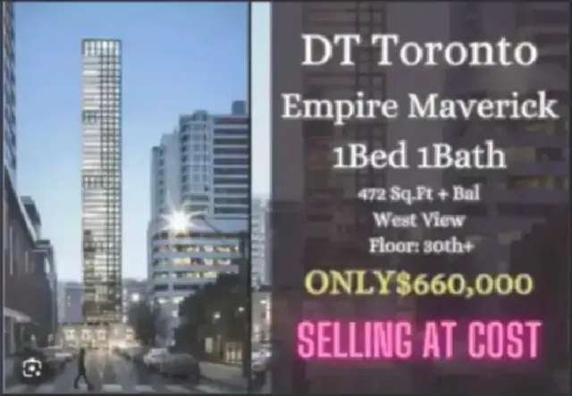 SELLING AT COST EMPIRE MAVERICK 1 Bed 1 Bath ONLY $660K!!