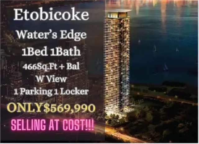 Lakeside Condo - Water's Edge: High Floor 1B1B Unit ONLY $569k