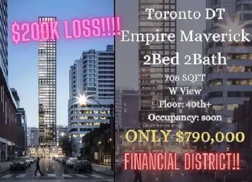 DISTRESED! $200K LOSS! Toronto Empire Maverick 2B ONLY $790k!