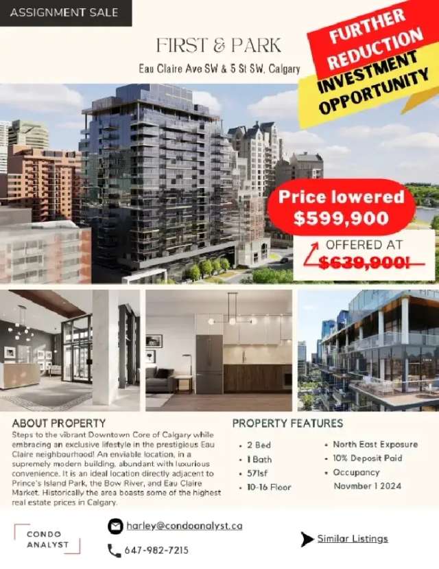 Condo Assignment in Downtown Calgary! Investment Opportunity!!